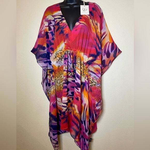NEW Pia Rossini Vibrant Colors Paradiso swim & Beach Kaftan Cover Up. - Picture 6 of 6